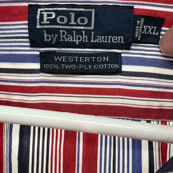 Polo by Ralph Lauren Westeron button up striped red white blue men’s XXL cotton - Picture 3 of 5